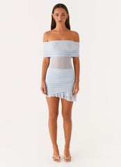 Nelly Off Shoulder Mini Dress - Blue