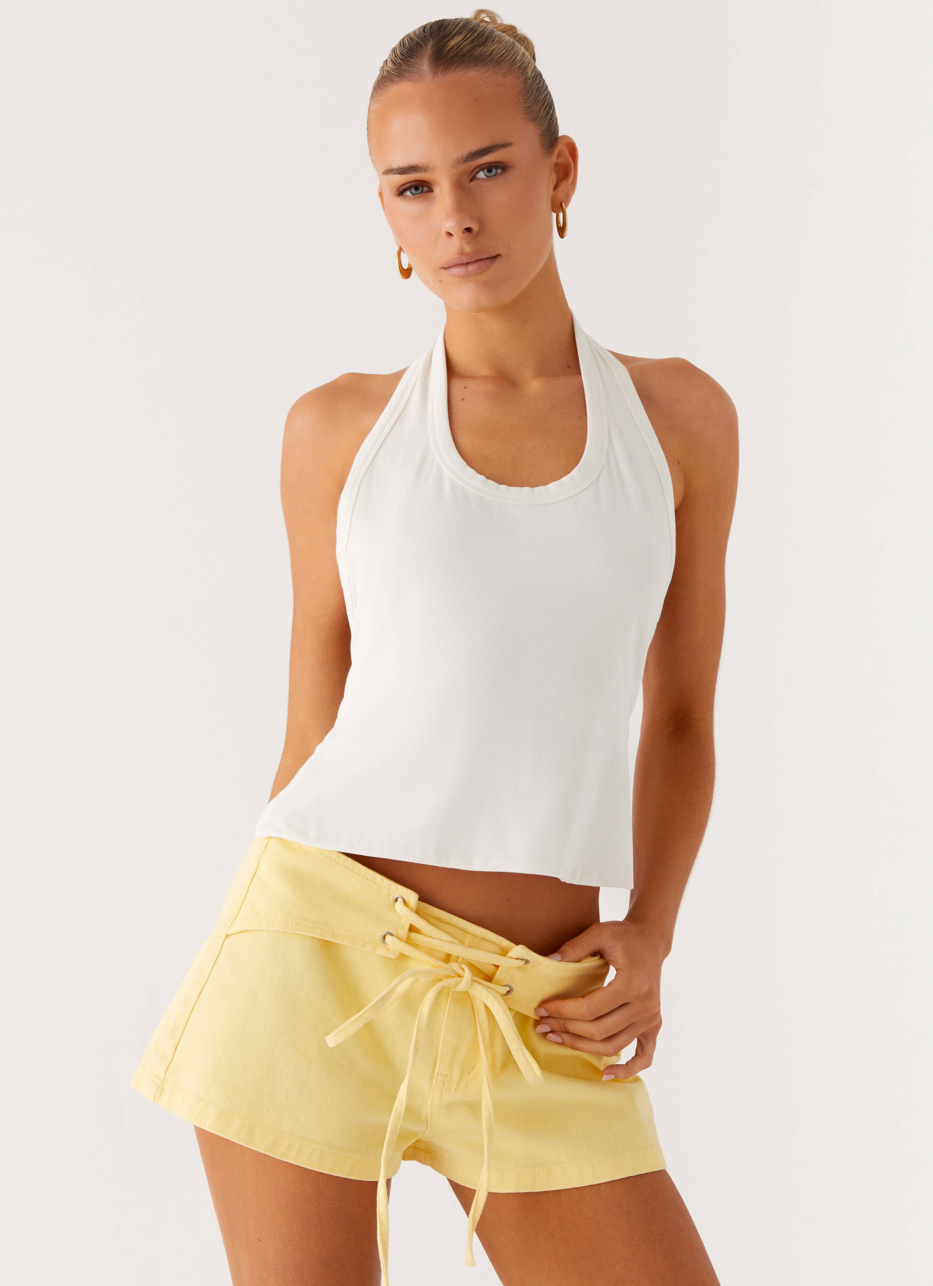 New Yorker Denim Mini Shorts - Yellow