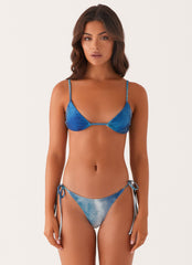 Nia Tie Side Bikini Bottom - Blue Tie Dye