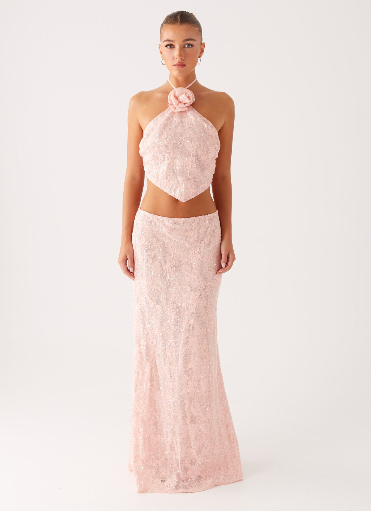 Nico Sequin Maxi Skirt - Pink