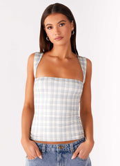 No Drama Strap Top - Grey Check