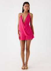 Nona Chiffon Mini Dress - Fuchsia