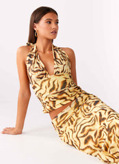 Not My Problem Hater Neck Top - Yellow Zebra