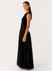 Off Grid Crochet Maxi Dress - Black