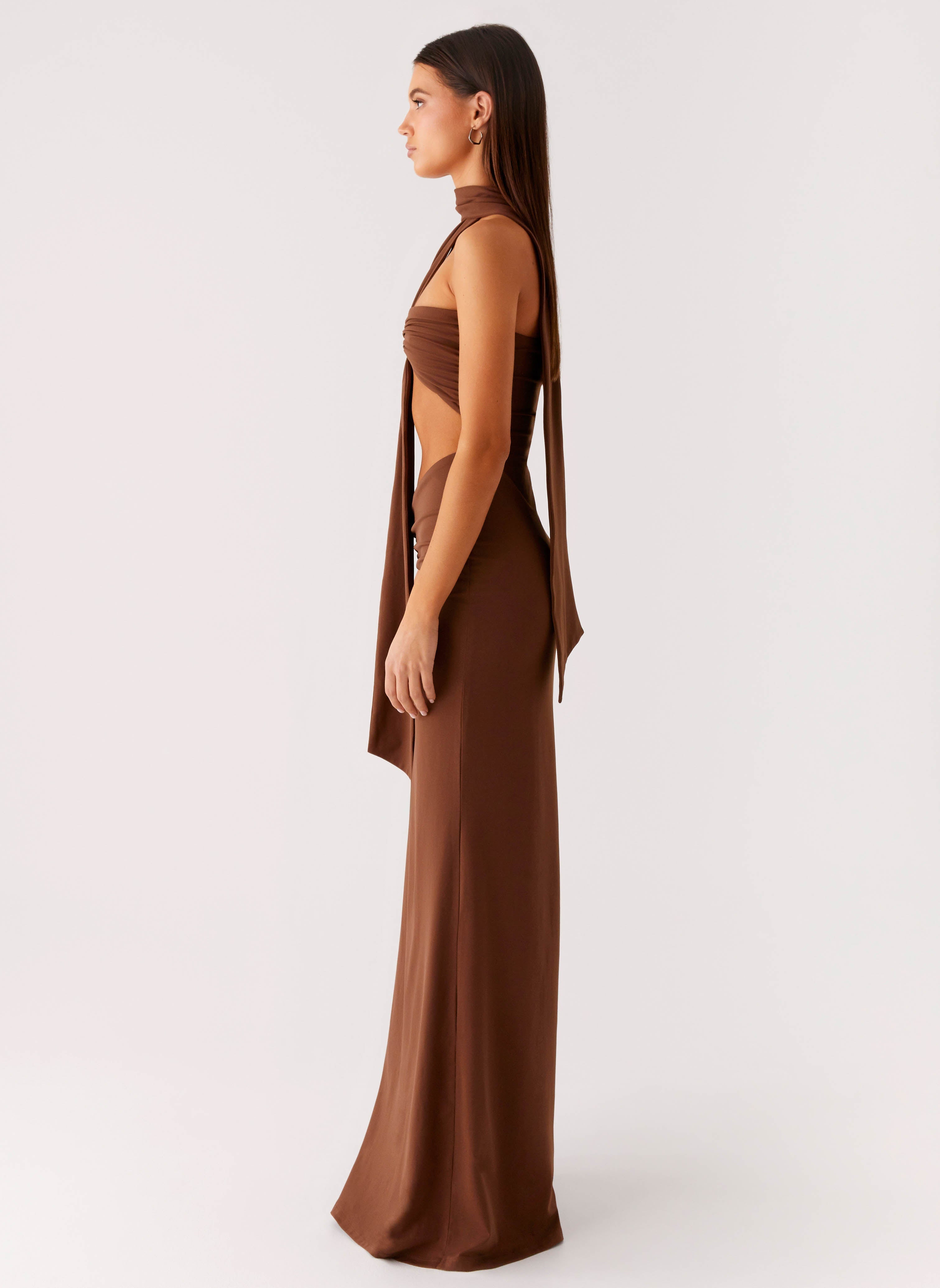 Olive Bloom Maxi Dress - Chocolate