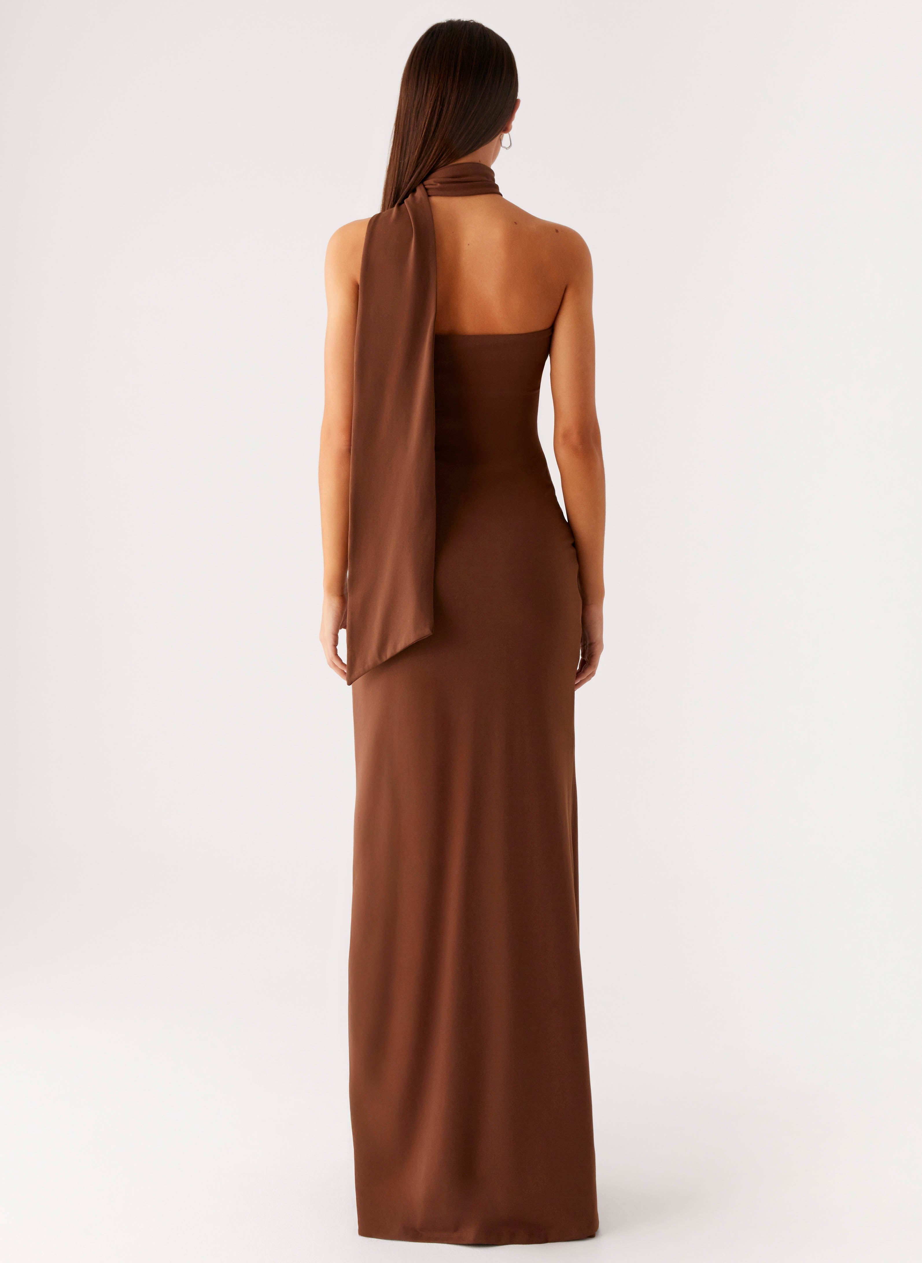 Olive Bloom Maxi Dress - Chocolate