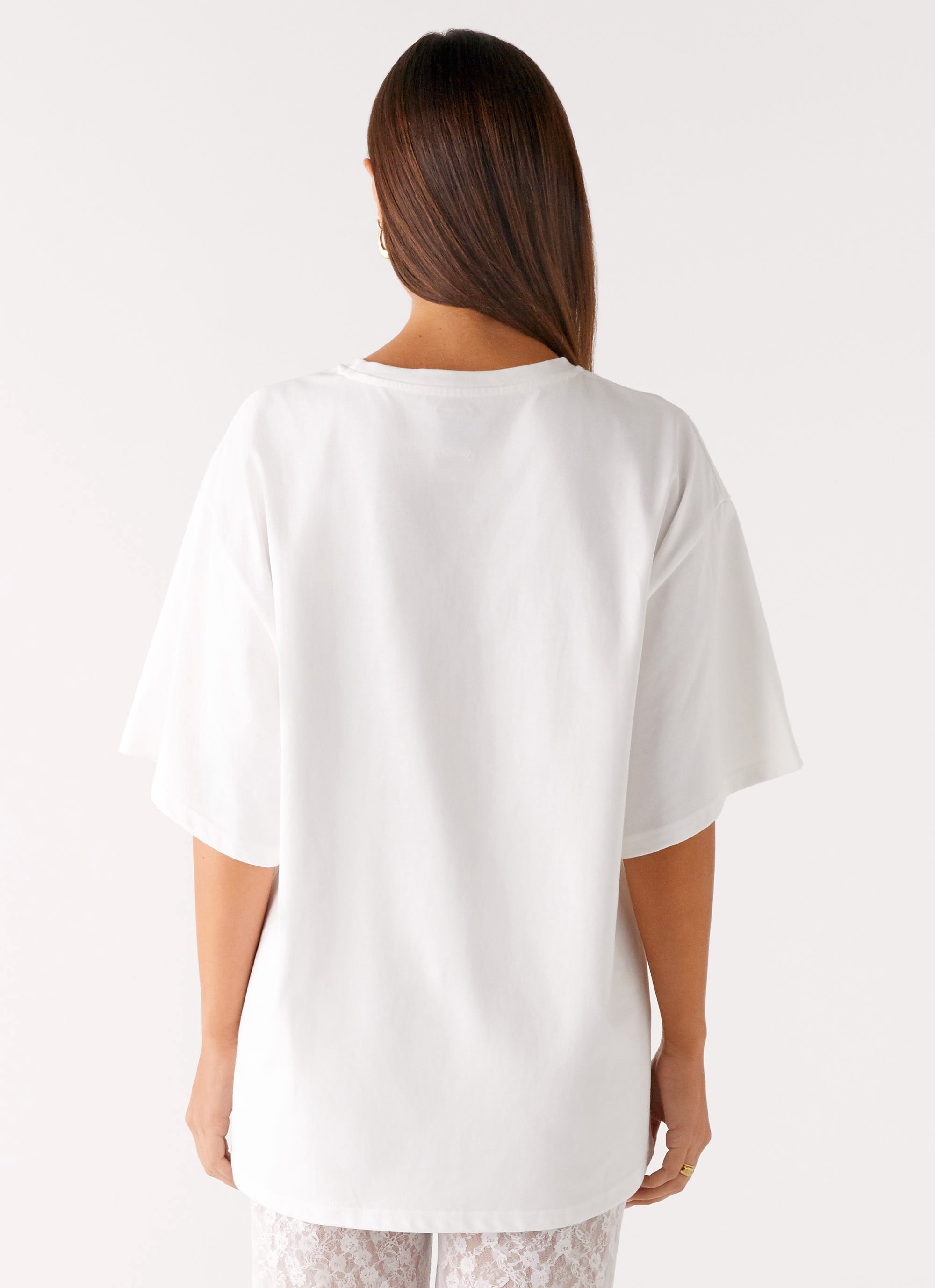 Olive Oversized Tee - White