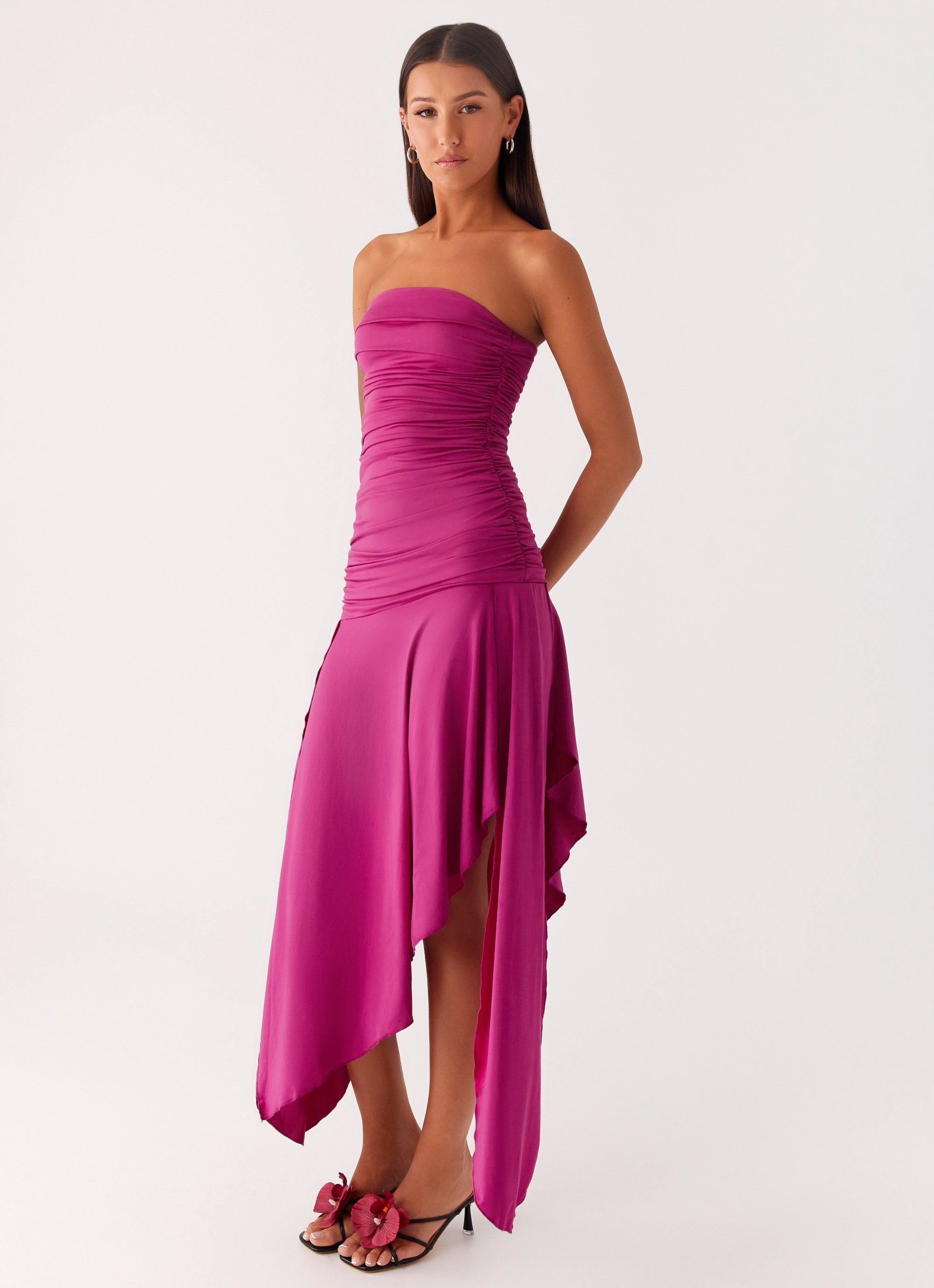 Ora Strapless Maxi Dress - Fuchsia