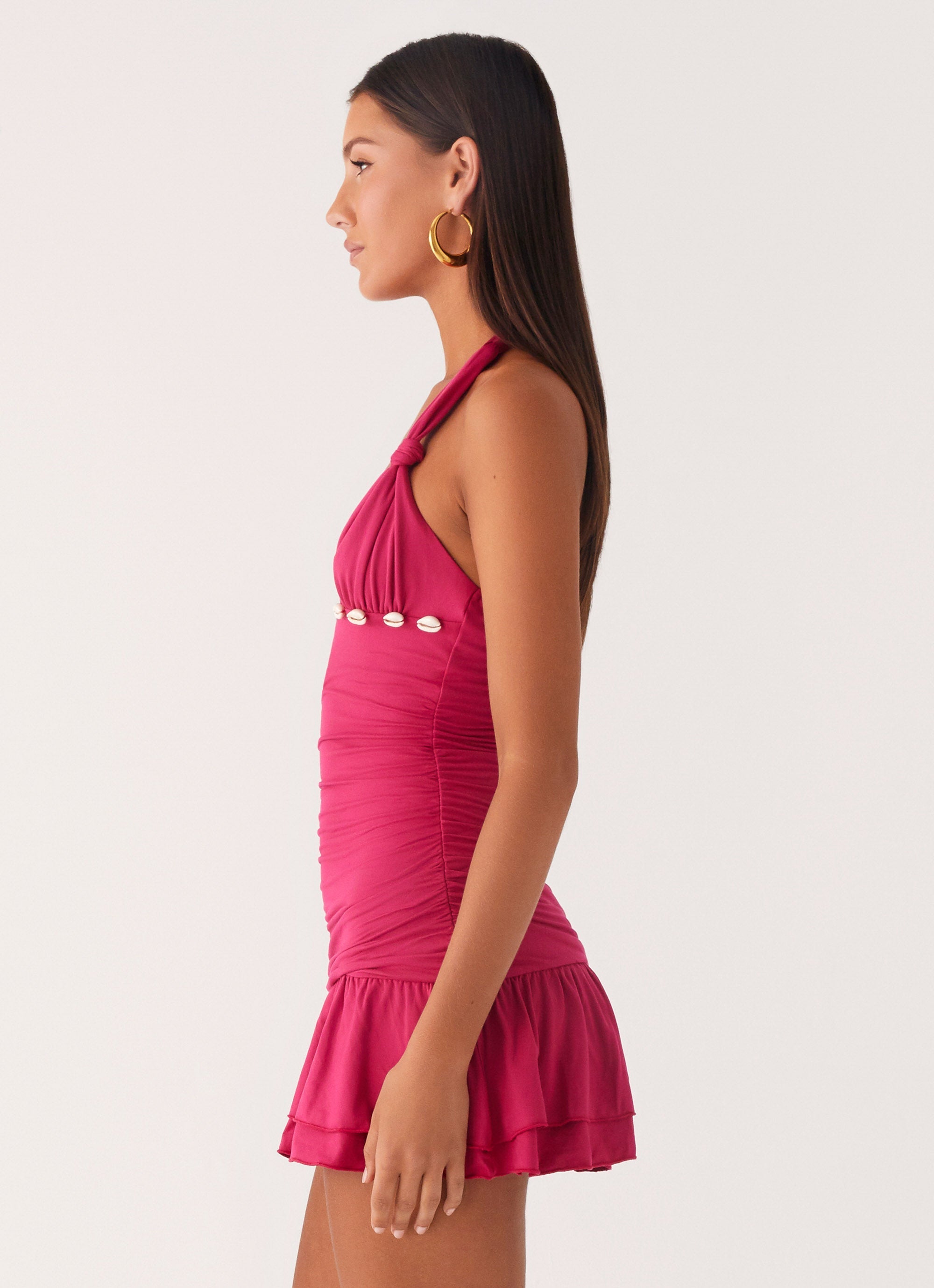 Payback Shell Trim Mini Dress - Fuchsia