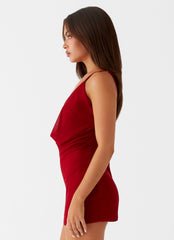 Bohemian Bliss Mesh Mini Dress - Red