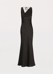 Be Mine Satin Maxi Dress - Black