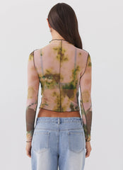 Neon Serenade Mesh Long Sleeve Top - Rainforest