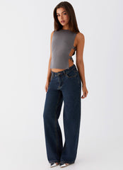 Cherish You Buckle Top - Charcoal