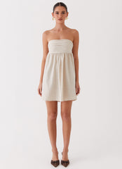 Night Changes Linen Mini Dress - Oatmeal
