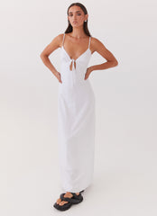 Flora Linen Maxi Dress - White