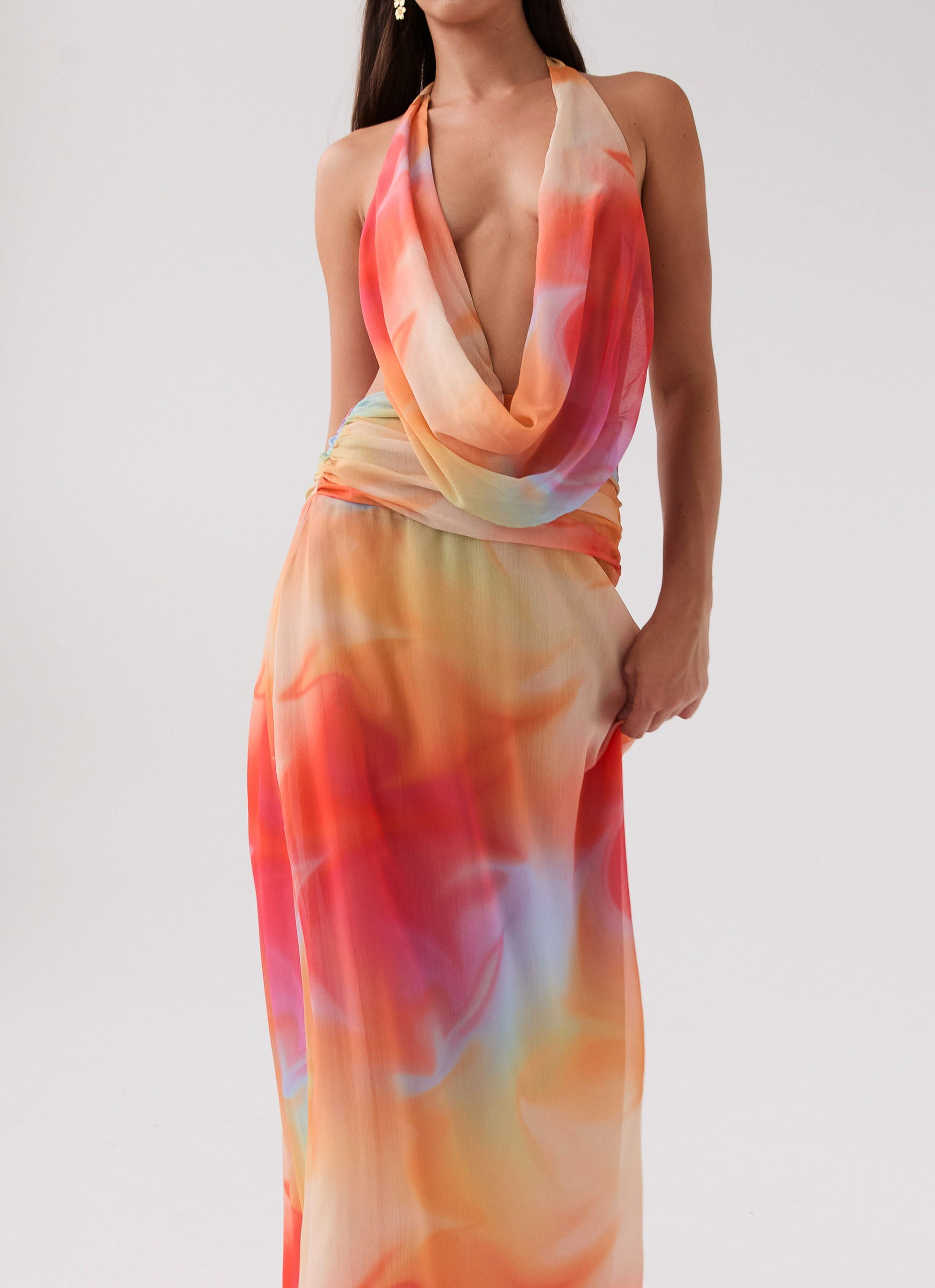 Elysia Chiffon Maxi Dress - Rainbow