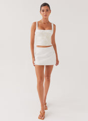 Sylvia Satin Mini Skirt - Ivory