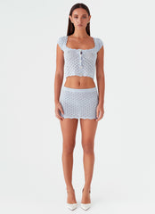 Blue Bird Knit Top - Blue Dusk