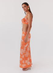 Born For Bordeaux Linen Skirt - Tropic Sunset