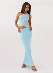 Seranella One Shoulder Maxi Dress - Sky Blue