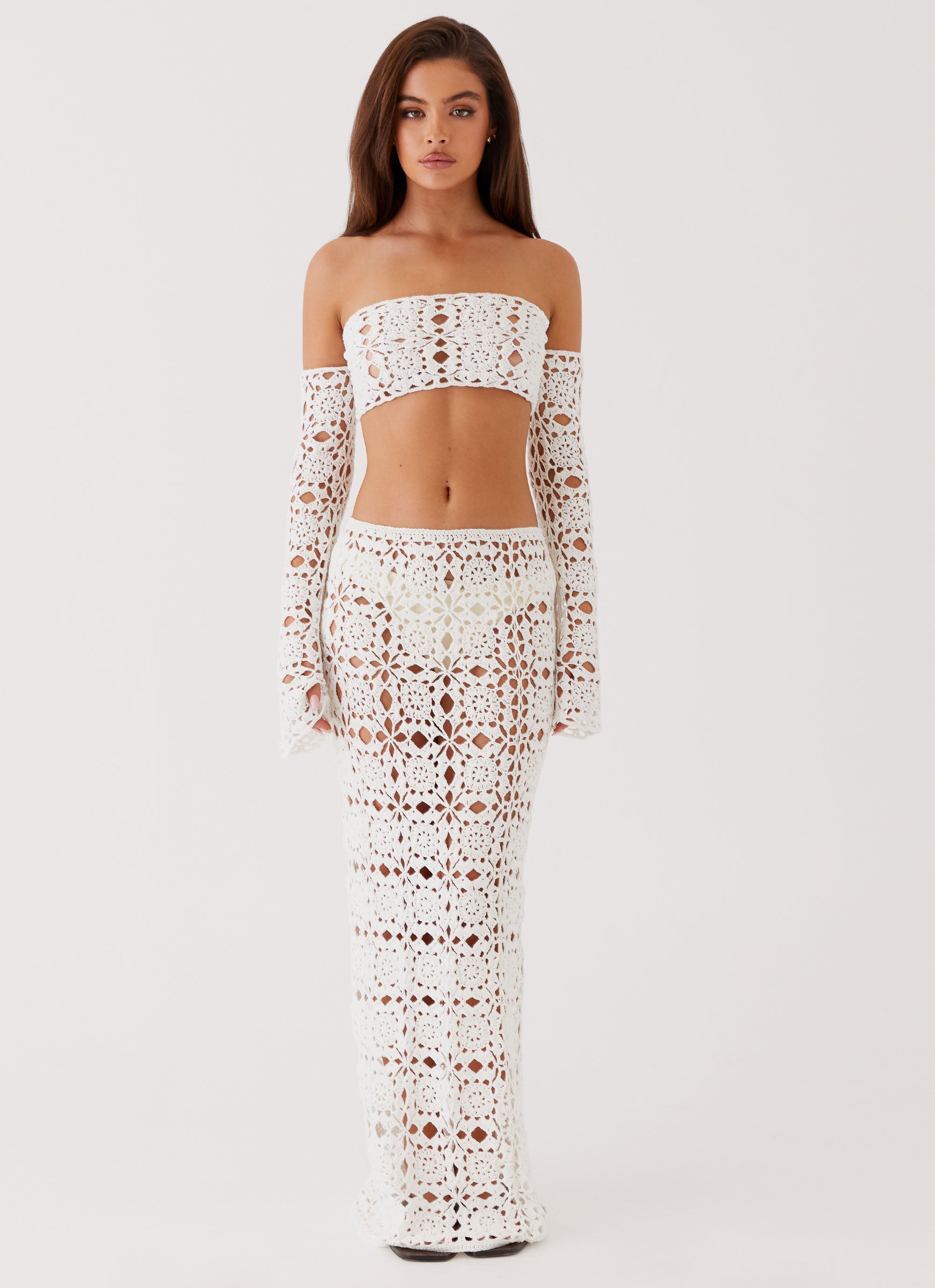 Sorrentino Crochet Maxi Skirt - White