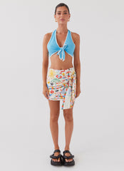 Isle Of Water Linen Tie Top - Azure