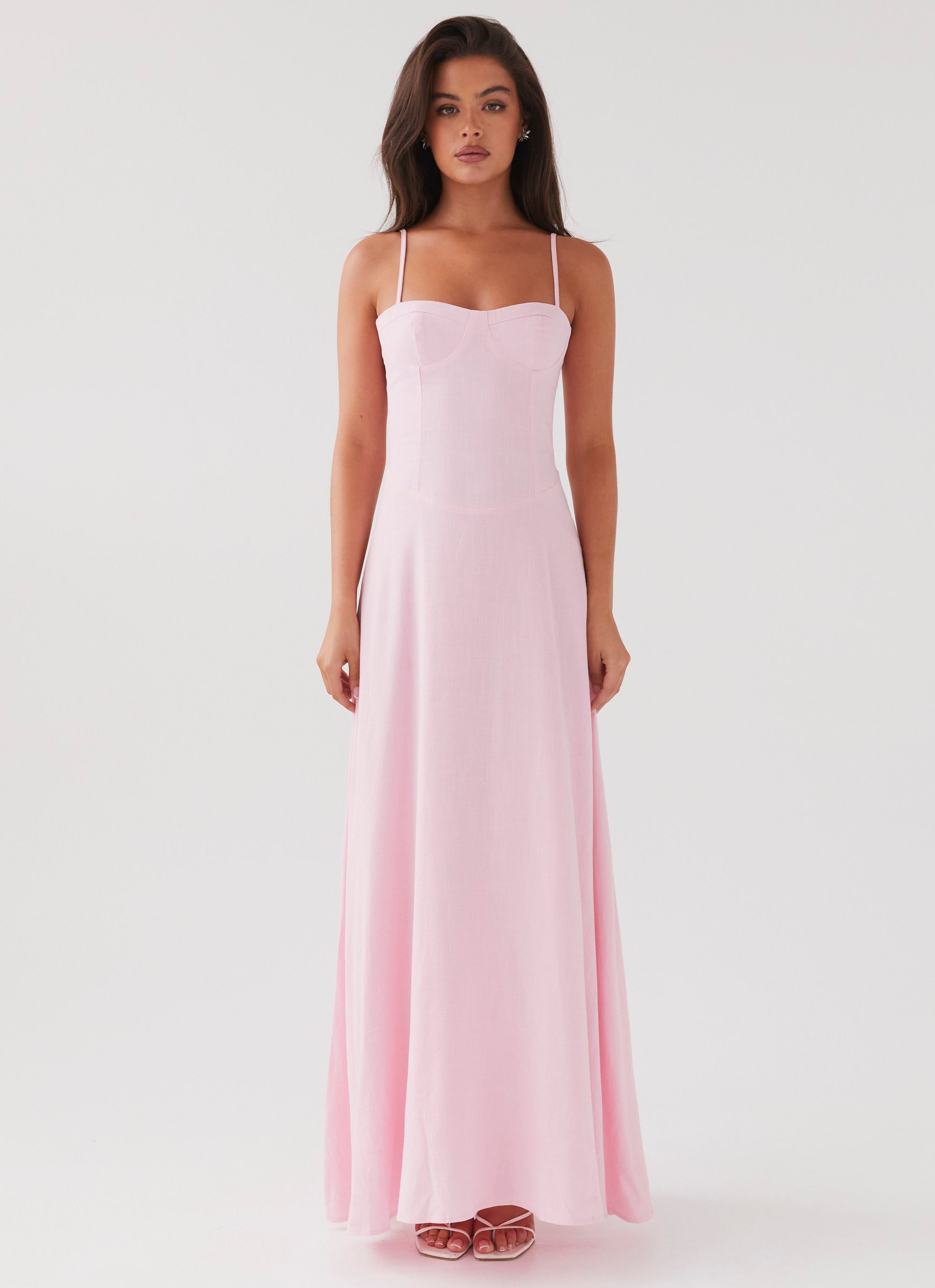 Angelina Linen Maxi Dress - Pink Petal