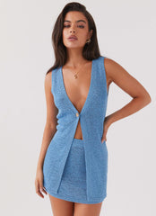 Capri Glow Knit Top - Azure