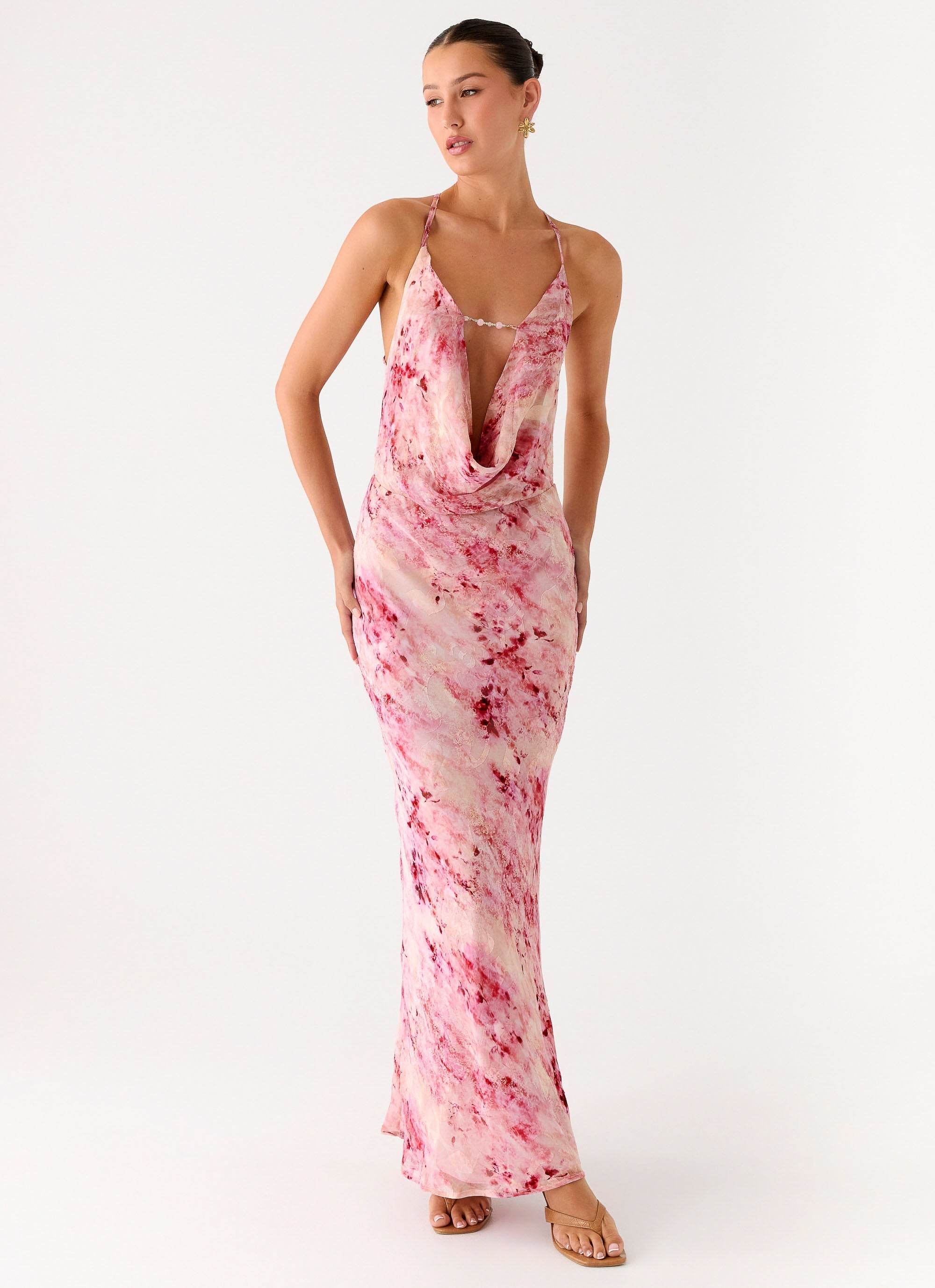 Pure Heart Cowl Maxi Dress - Pink