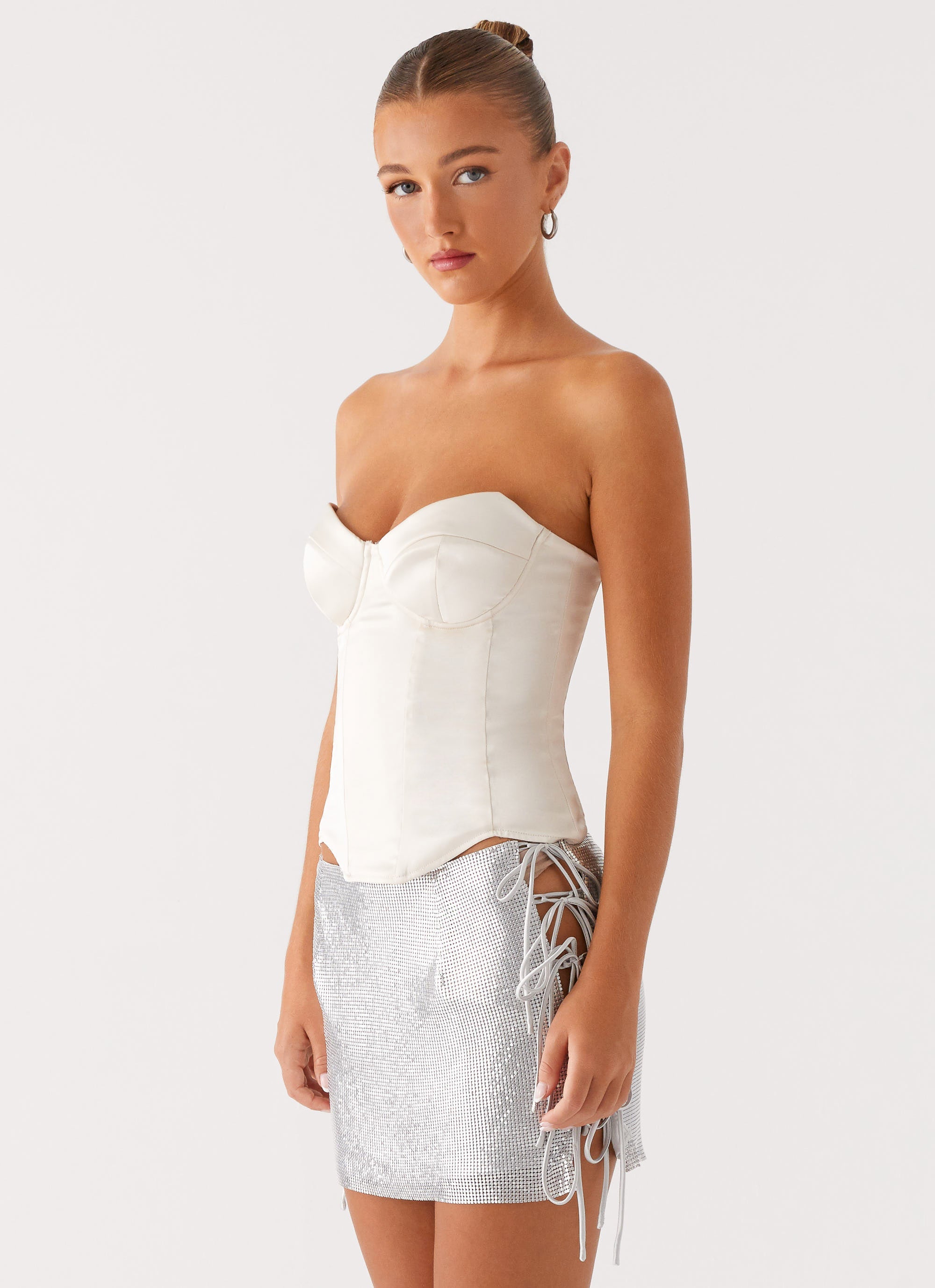 Radar Satin Corset - Ivory
