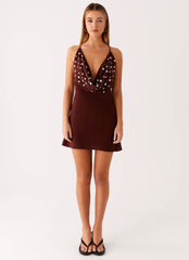 Renegade Feeling Mini Dress - Chocolate