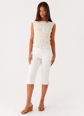Rocco Denim Capri Pants - Off White