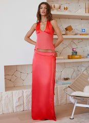 Pollie Wrap Maxi Skirt - Coral