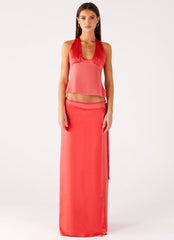 Pollie Wrap Maxi Skirt - Coral
