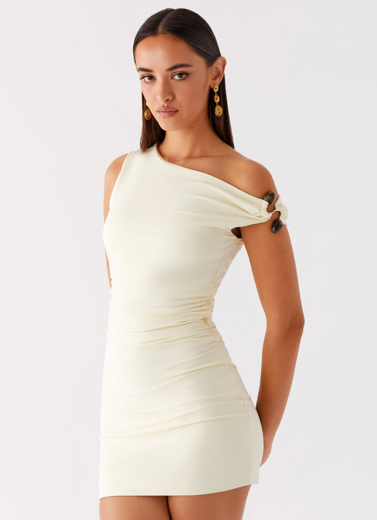 Seraphina One Shoulder Mini Dress - Yellow