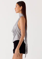 Shining Lights Cowl Top - Silver