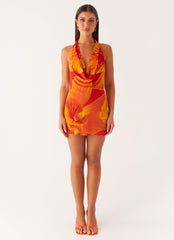 Solar Beam Cowl Mini Dress - Serene Orange