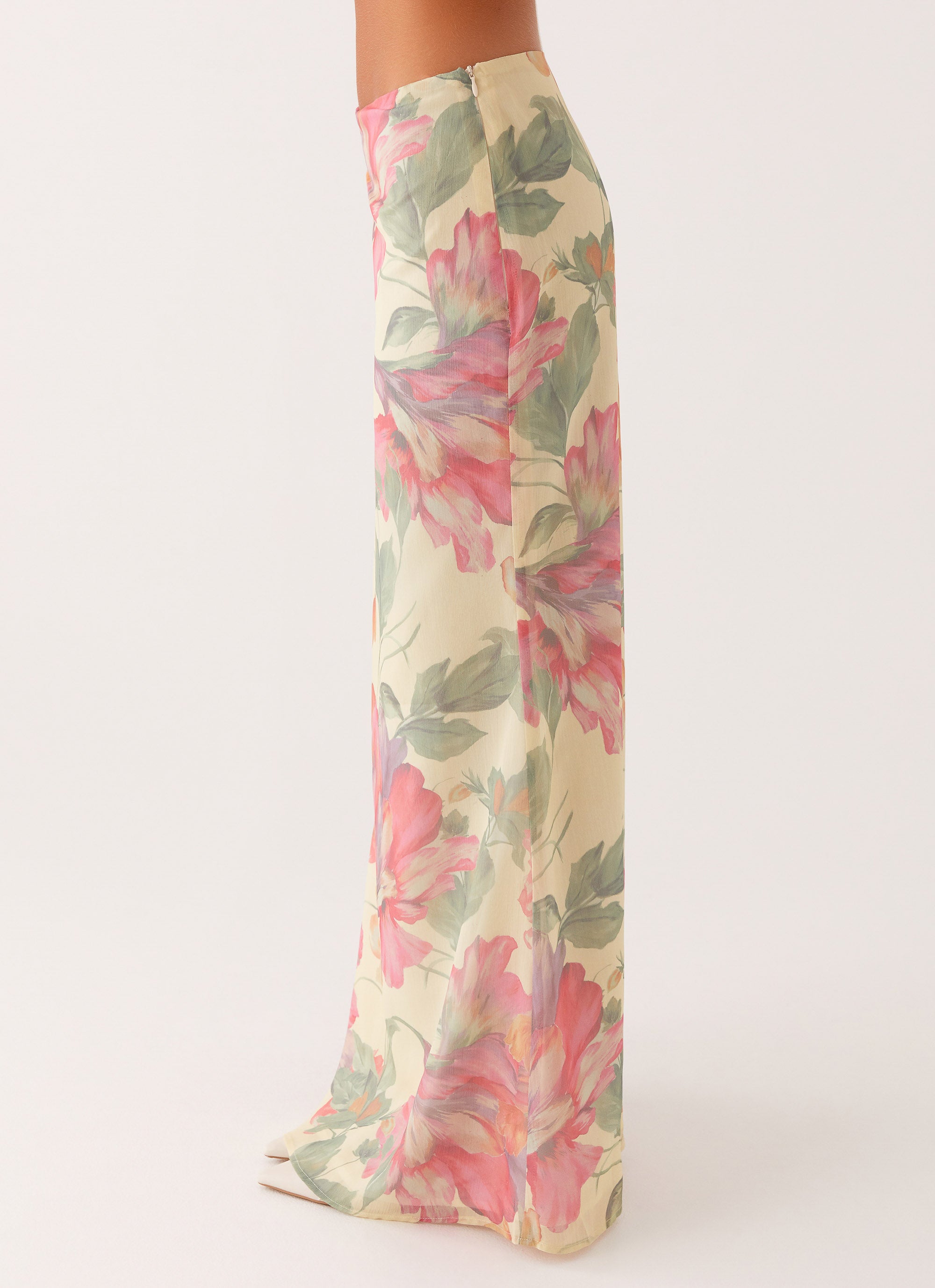 Soulful Low Rise Maxi Skirt - Yellow Peony