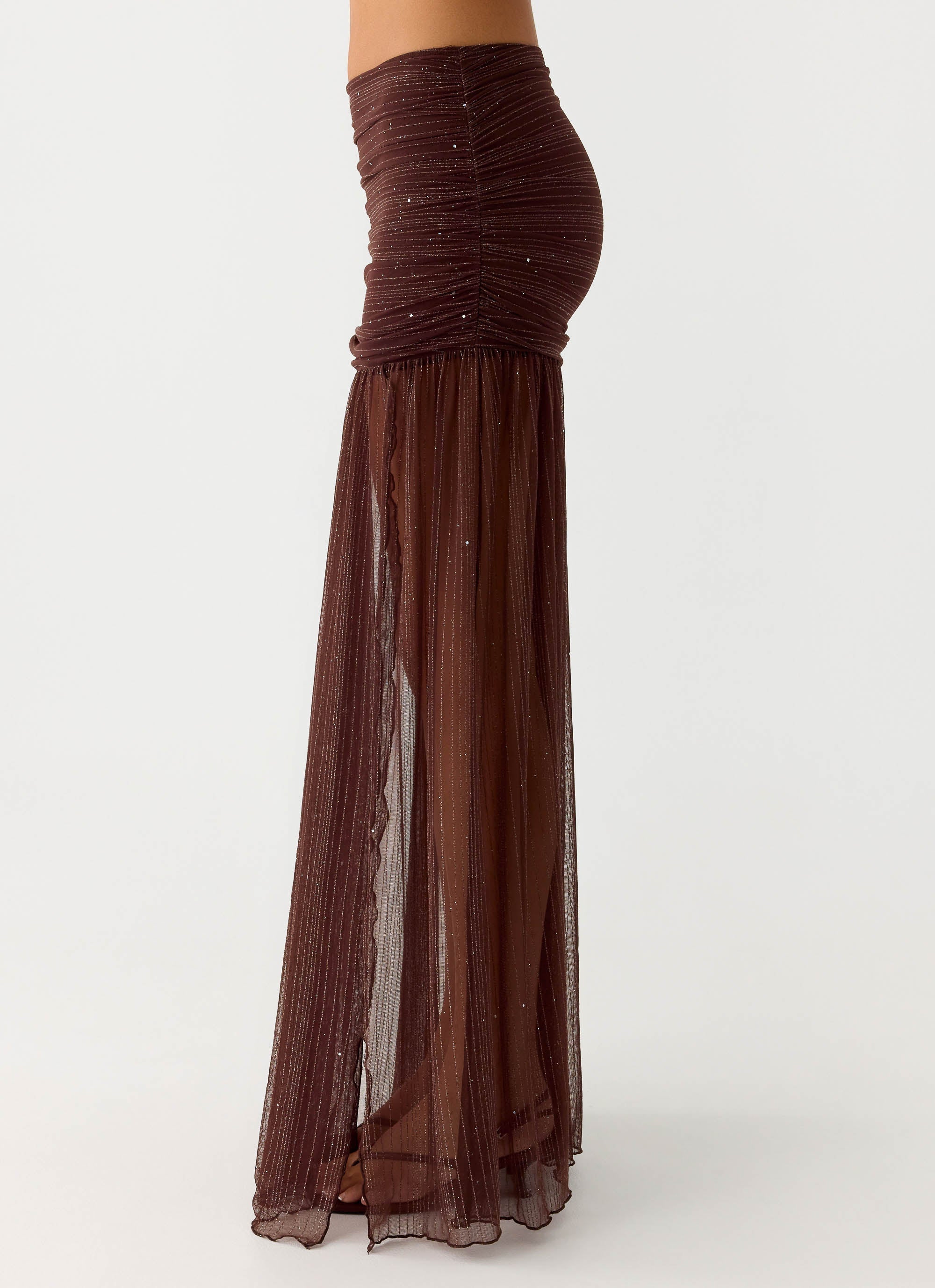 Sparkling Night Maxi Skirt - Chocolate