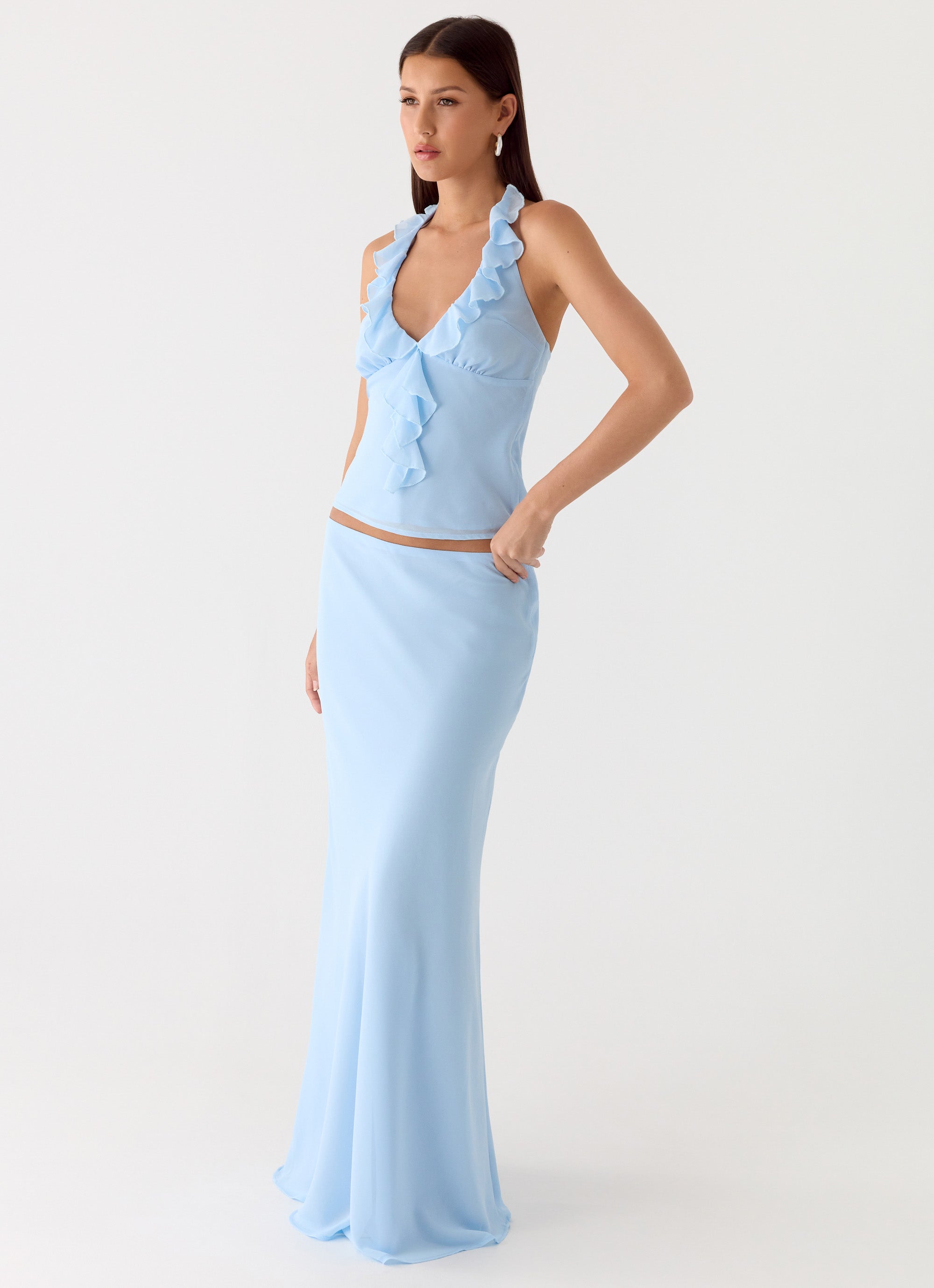 Star Girl Chiffon Maxi Skirt - Blue