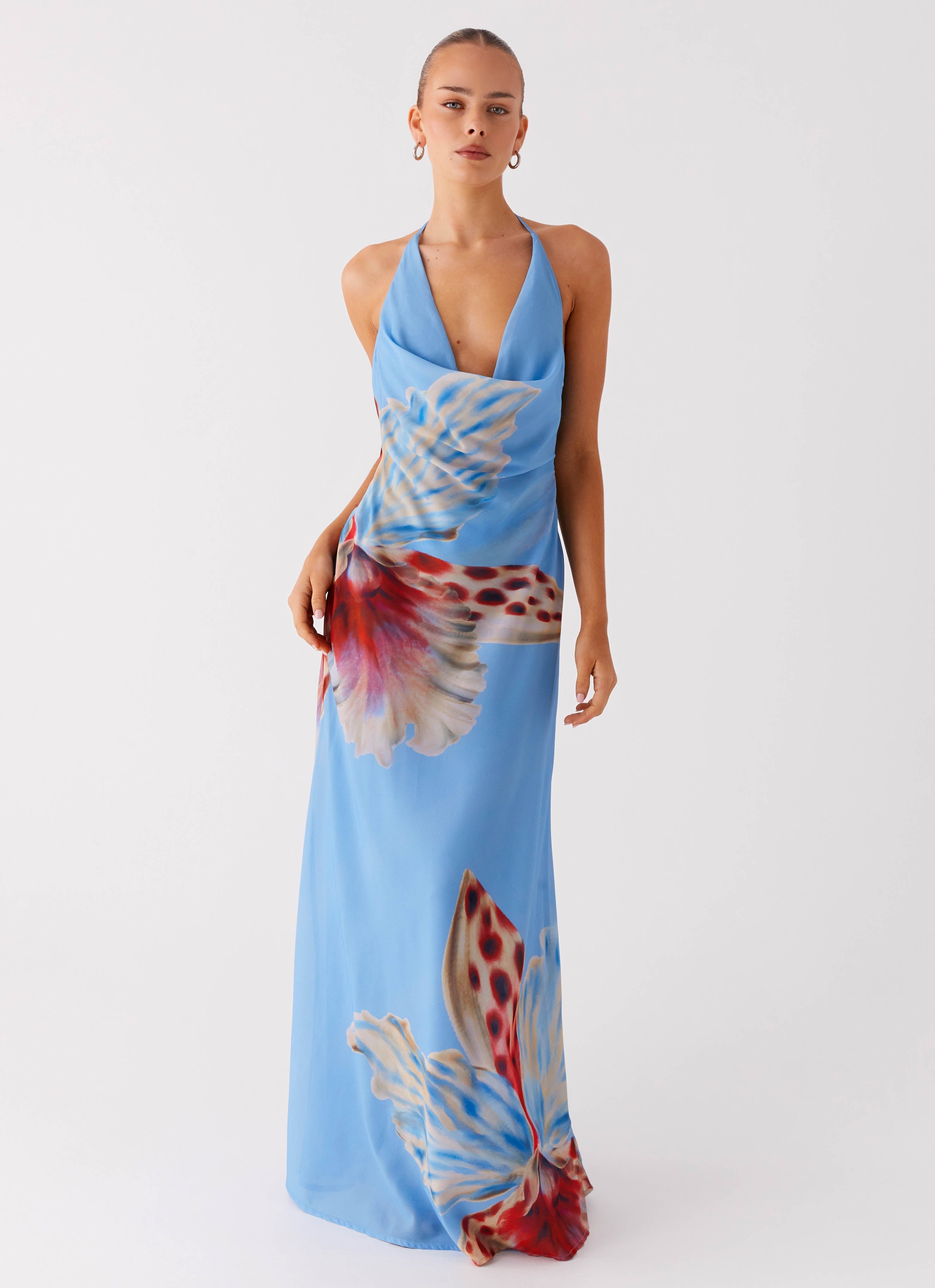 Stars Align Cowl Maxi Dress - Deep Sea Bloom