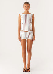 Sun's Out Low Rise Mini Shorts - Blue Stripe