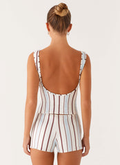 Sun's Out Low Rise Mini Shorts - Blue Stripe