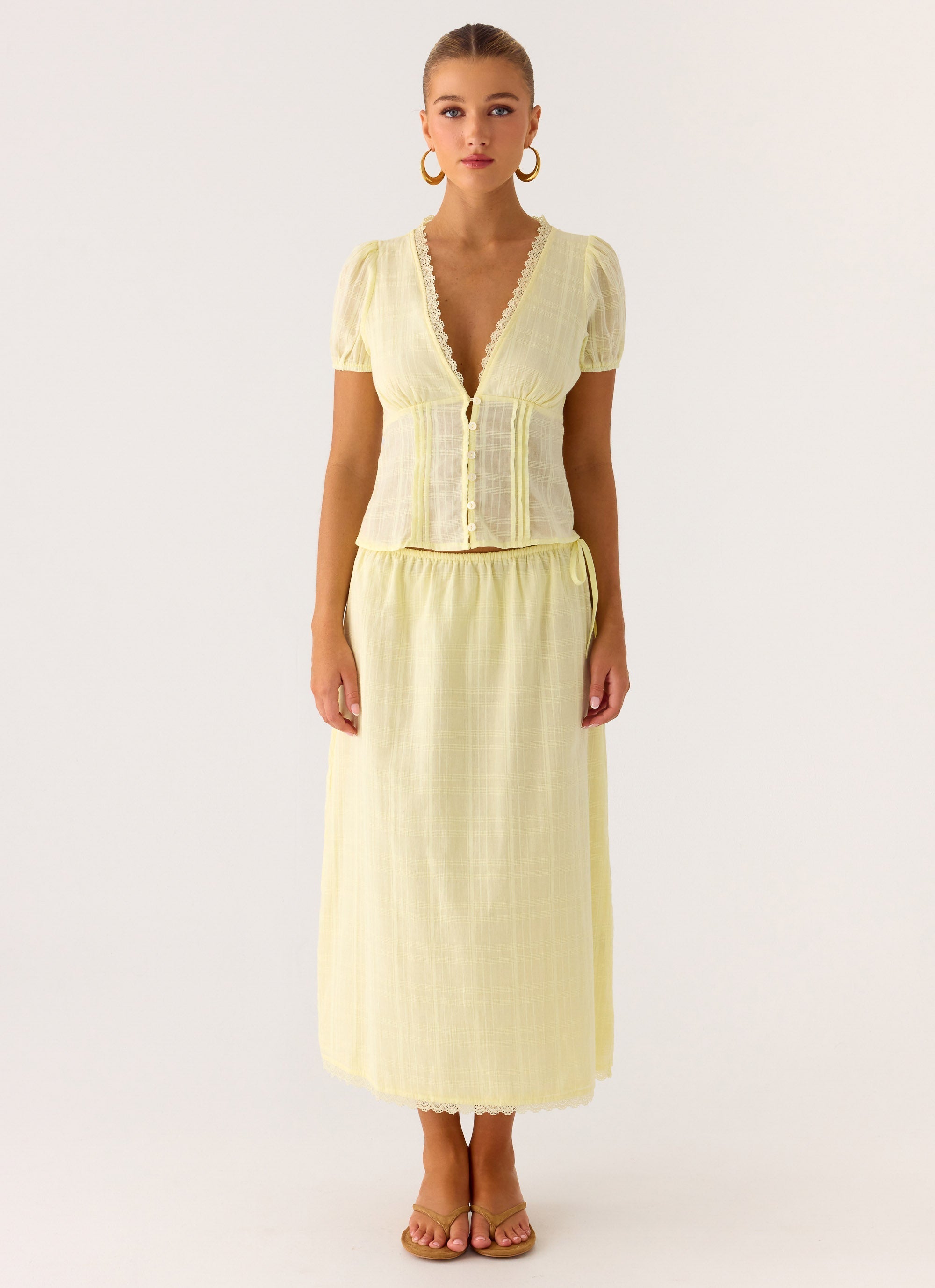 Sweet Lullaby Button Up Shirt - Lemon Yellow