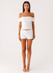 Tabby Off Shoulder Top - White