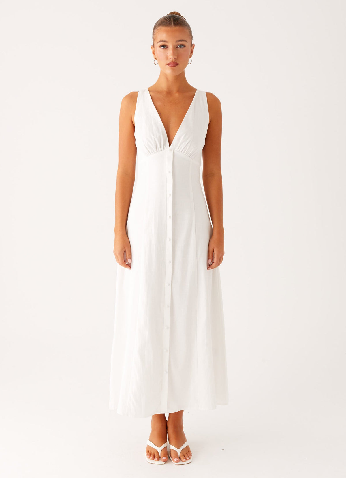 Tamsin Linen Maxi Dress - White