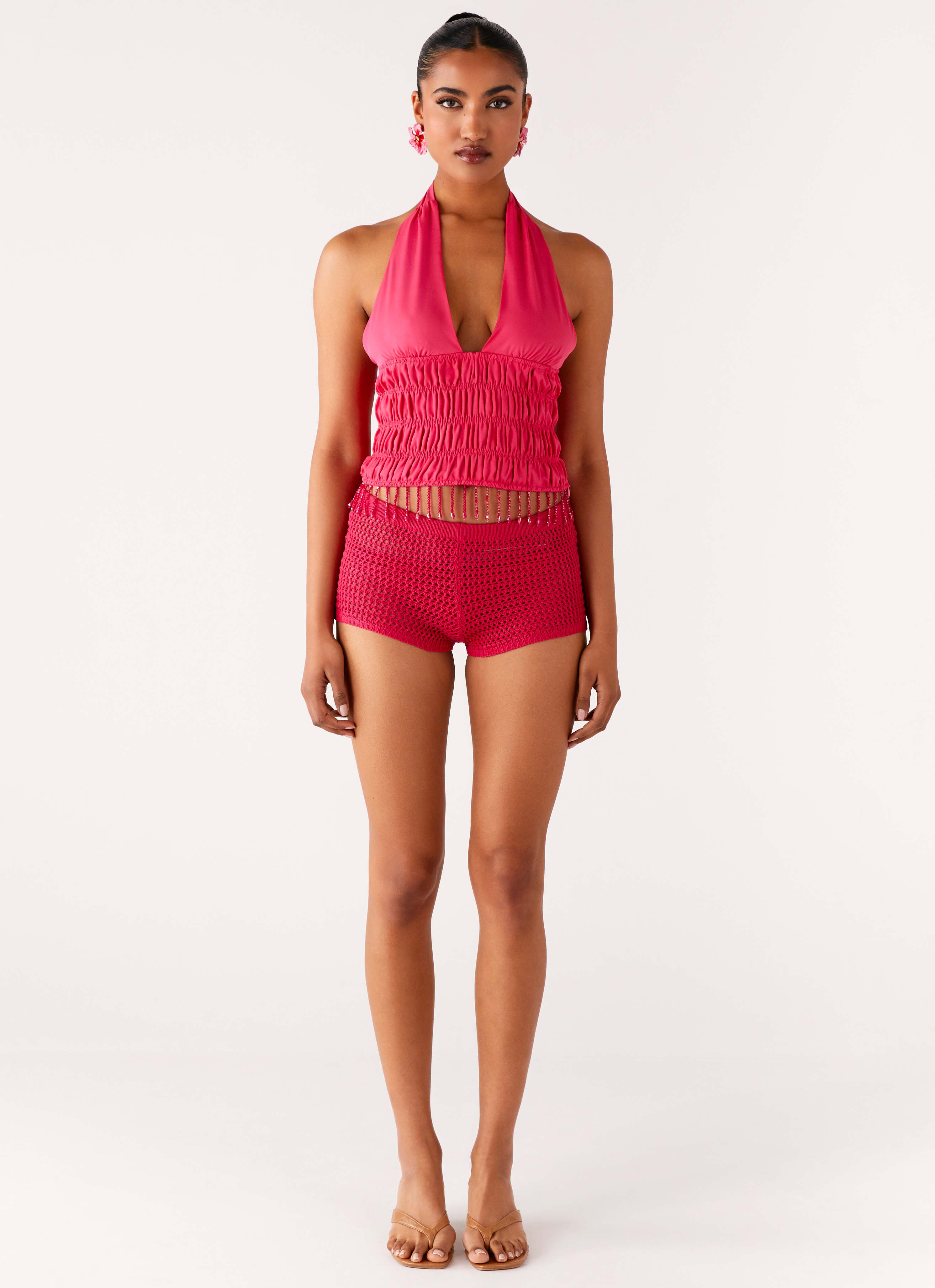 Teuila Beaded Top - Fuchsia