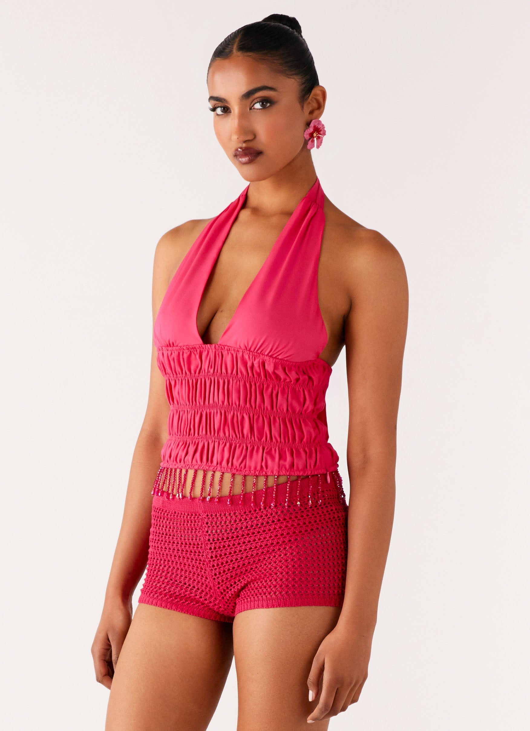 Teuila Beaded Top - Fuchsia
