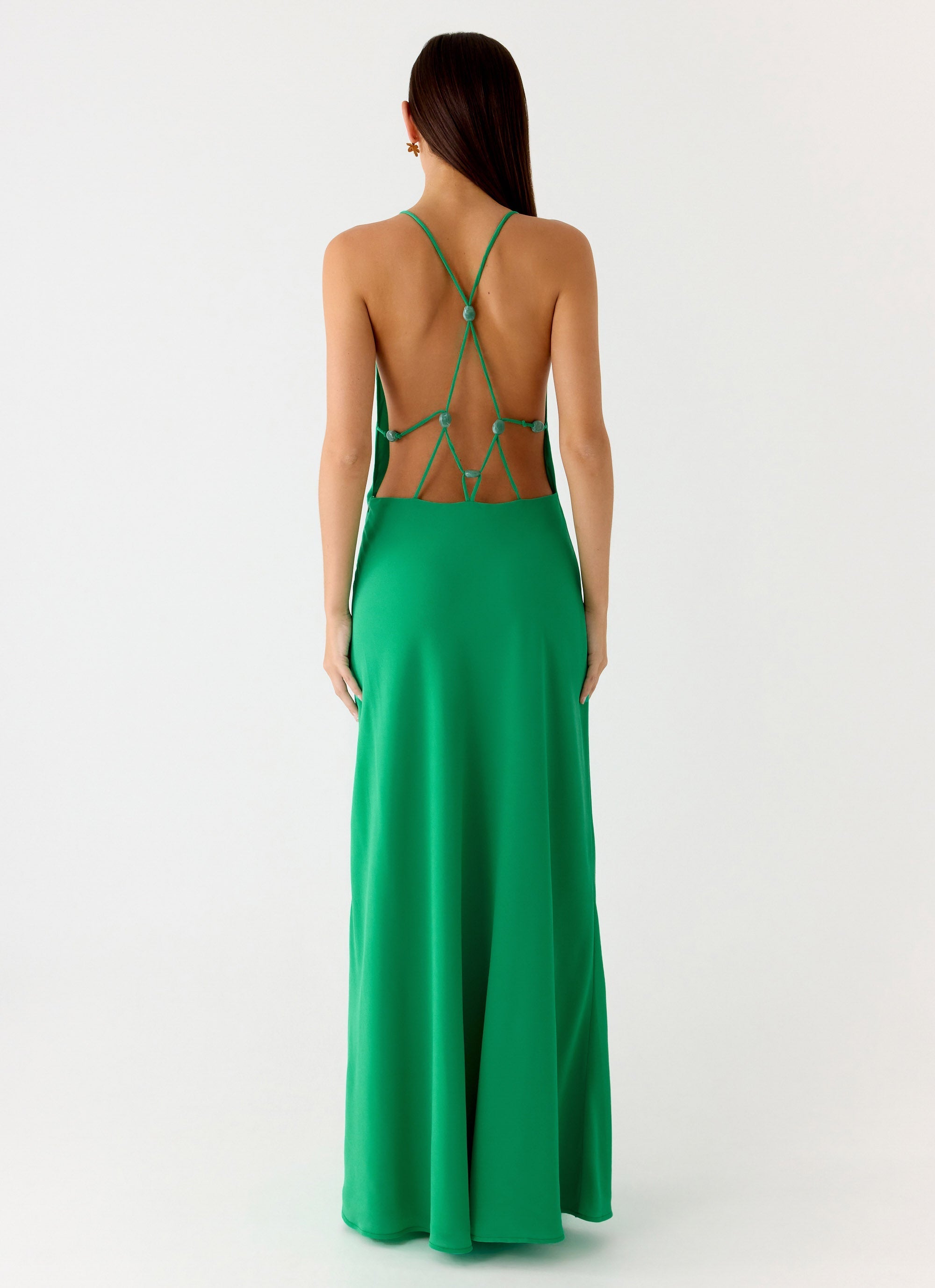 Tropic Muse Beaded Cowl Maxi Dress - Green