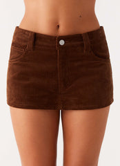 Tropics Low Rise Cord Mini Skort - Walnut